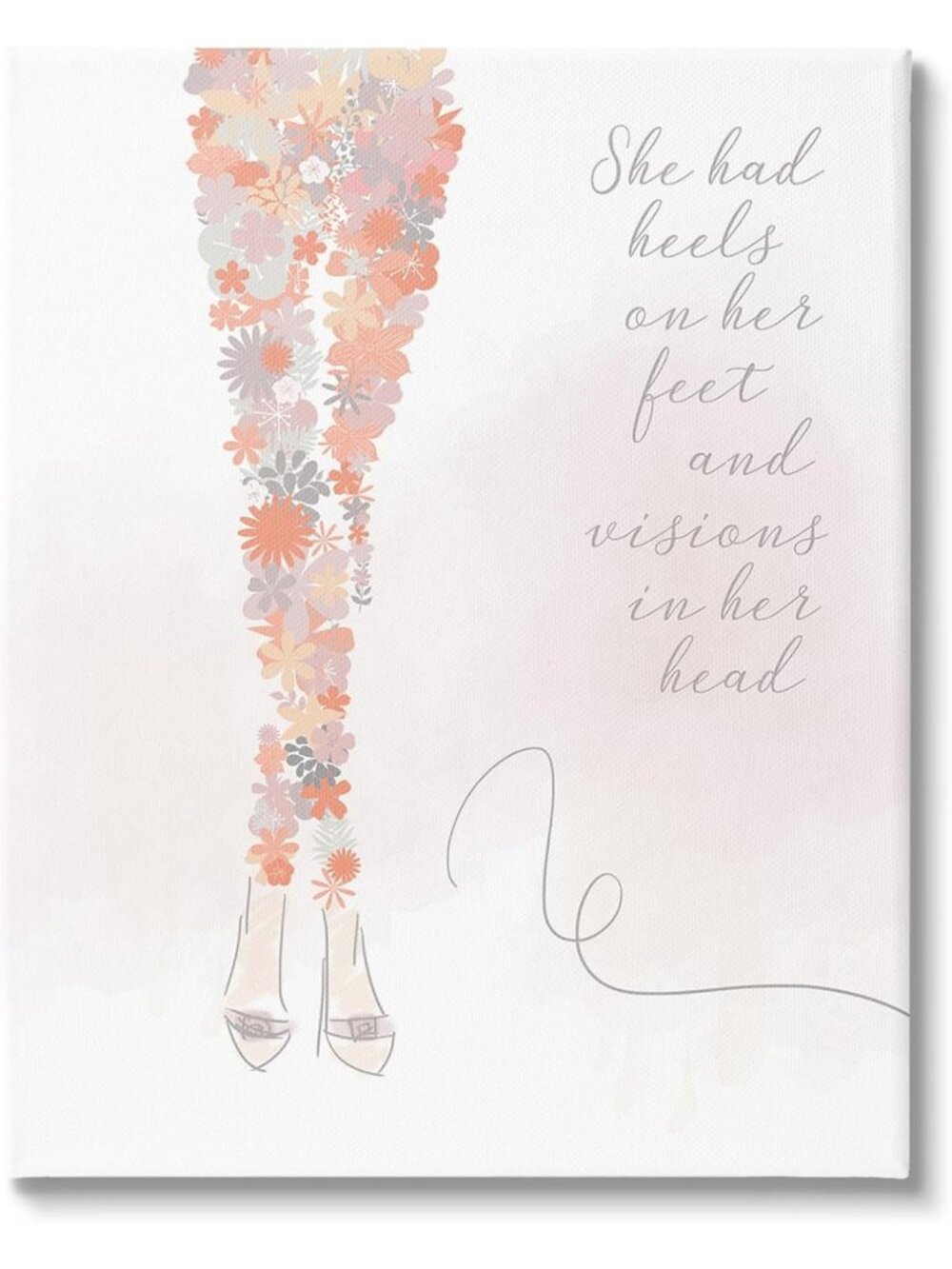 Floral Inspirational Canvas Wall Art - 24x30 Inch Heels Decor for Home or Office